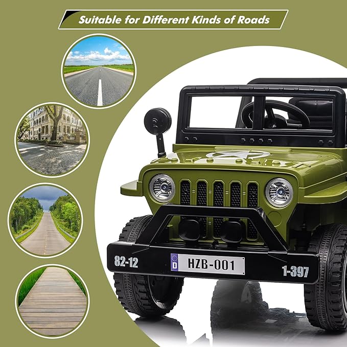 Ride on Truck Car, 12V Electric Ride on Car with Remote Control, MP3, LED Lights, Suspension System, Double Doors, Safety Belt, Ride-on Toy for Kids Aged 3-8 Years
