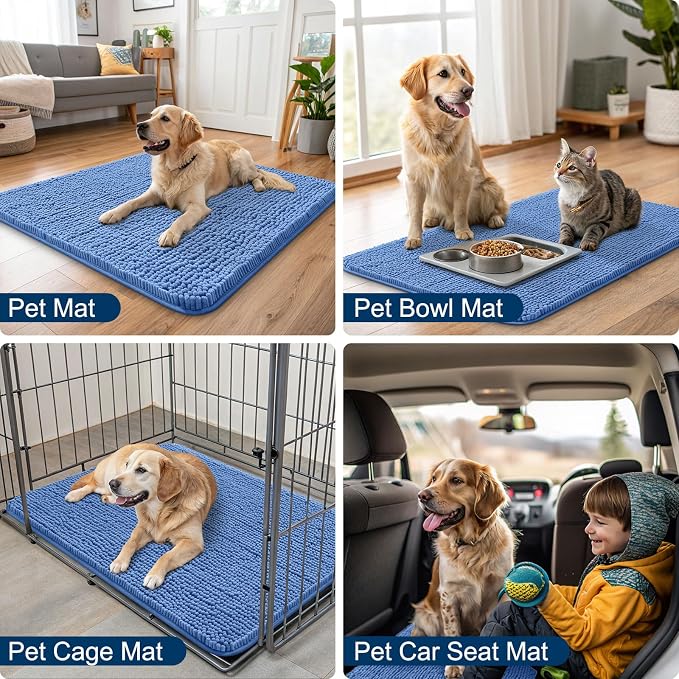 Smiry Dog Door Mat for Muddy Paws 30x20, Absorbent Dirt Trapper, Non-Slip