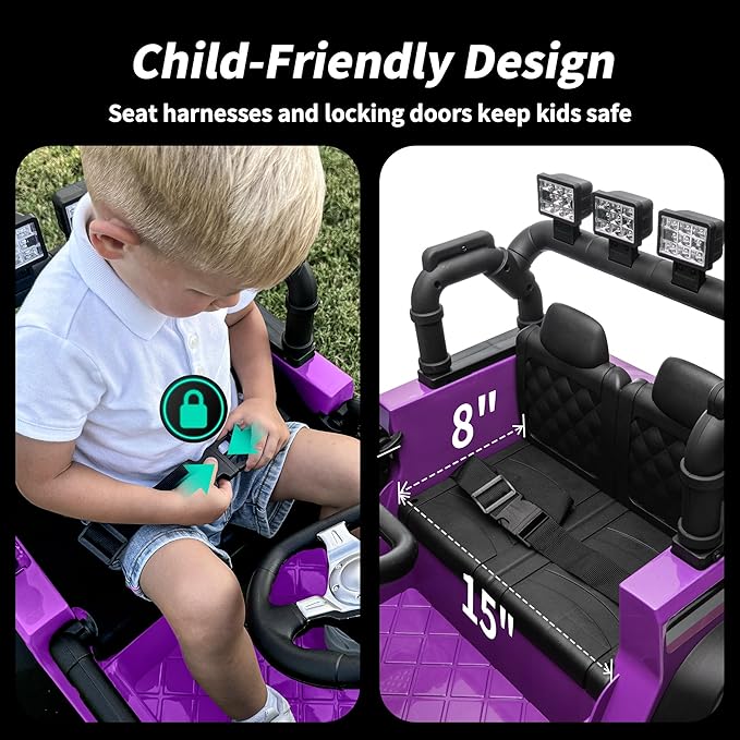 12V Kids Ride on Car Truck, Kids Electric Vehicles Car Ride on Toy for Toddlers 3-5 with Remote Control - Purple