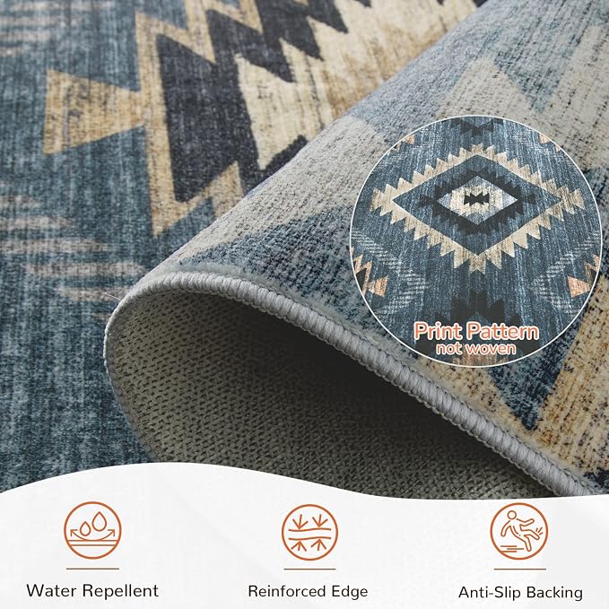 BESTSWEETIE Area Rug 6x9 Rug Machine Washable Rug Non-Slip Low Pile Print