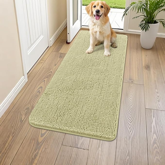 Smiry Dog Door Mat for Muddy Paws 47x24, Absorbent Dirt Trapper, Non-Slip