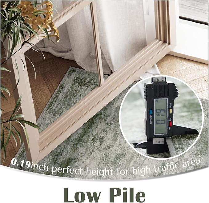 jinchan Green Floral 2x3 Rugs for Entryway - Vintage Washable Area Rug Ultra-Thin Low-Pile Soft Small Non-Slip Distressed Doormat for Entrance Kitchen Bedroom Bathroom (2x3ft,Forest Green)