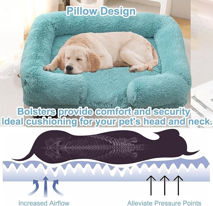 Dog Beds Large Sized dog Orthopedic, Sofa Dog Bed with Waterproof Lining and Nonskid Bottom, Rectangle Washable Dog Bed for Medium Small Dogs and Cats Comfortable ( Color : Green1 , Size : 23 x 18" )