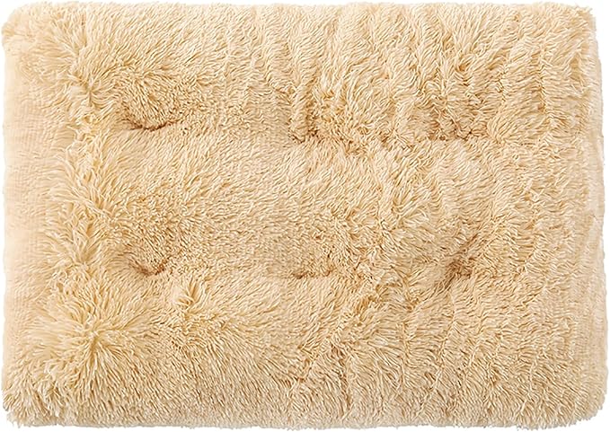 Dog Crate Mat, Dog Bed for Large Dogs, Comfy Fluffy Kennel Pad Anti-Slip for Dog beds & Furniture, Quilted Dog Bed for Pets for Medium/Small Dogs Cats (Color : Apricot, Size : 48x33)