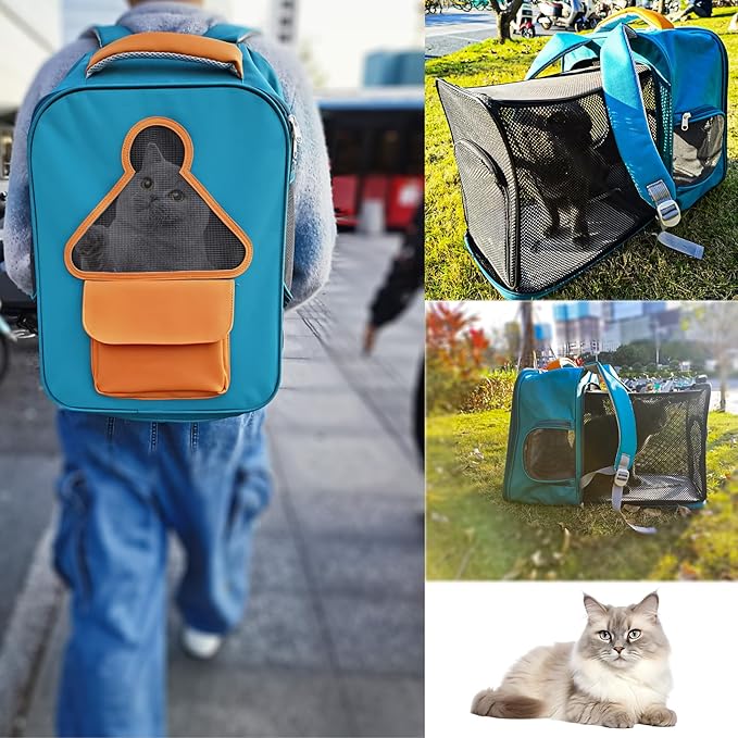 Cat Backpack Carrier,Soft Cats Carrier with Breathable Mesh,Pet Carrier for Small Dog Up to 16lbs,Dog Carrier Backpack,Durable Oxford Fabric for Outdoor&Travel