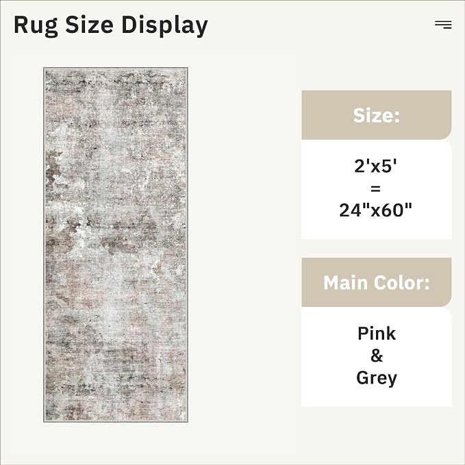 Soalmost Runner Rug 2x5 Washable Non-Slip Kitchen Runner Rugs