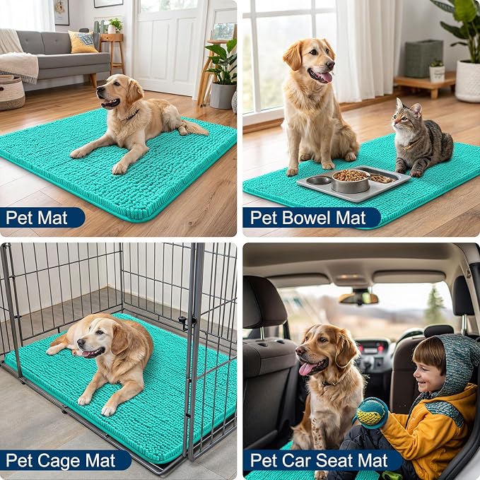 Smiry Dog Door Mat for Muddy Paws 44x32, Absorbent Dirt Trapper, Non-Slip