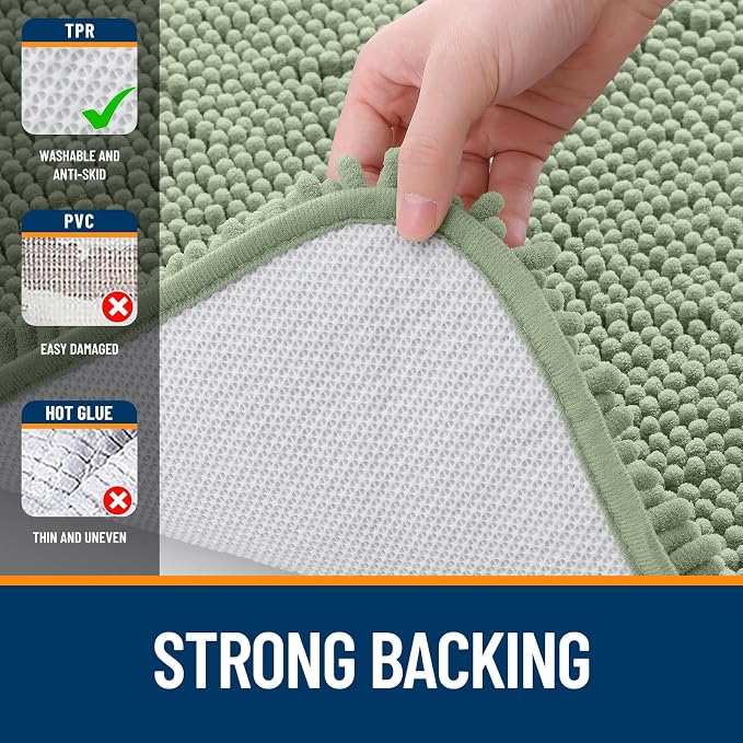 OLANLY Bathroom Rugs 36x24, Extra Soft Absorbent Chenille Bath Rugs, Rubber