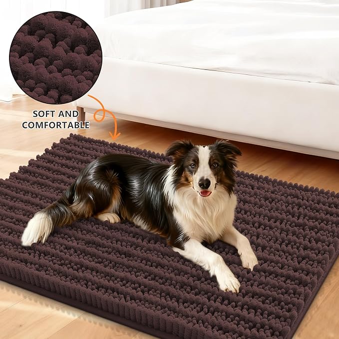 Smiry Dog Door Mat for Muddy Paws 59x20, Absorbent Dirt Trapper, Non-Slip