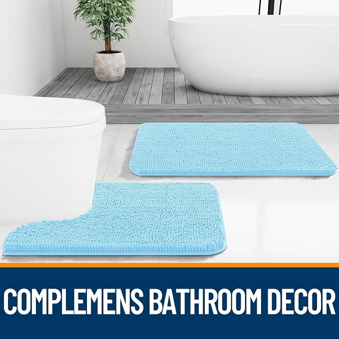 OLANLY Bathroom Runner Rugs 59x24, Soft Absorbent Chenille Bath Rugs, Rubber
