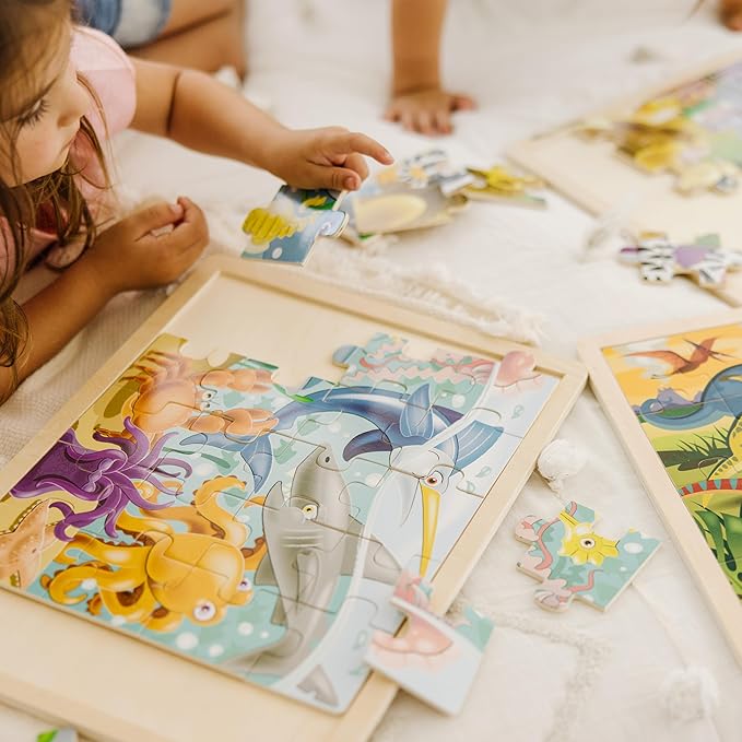 Melissa & Doug Jigsaw Puzzle Bundle (Dinosaur,Safari and Ocean)