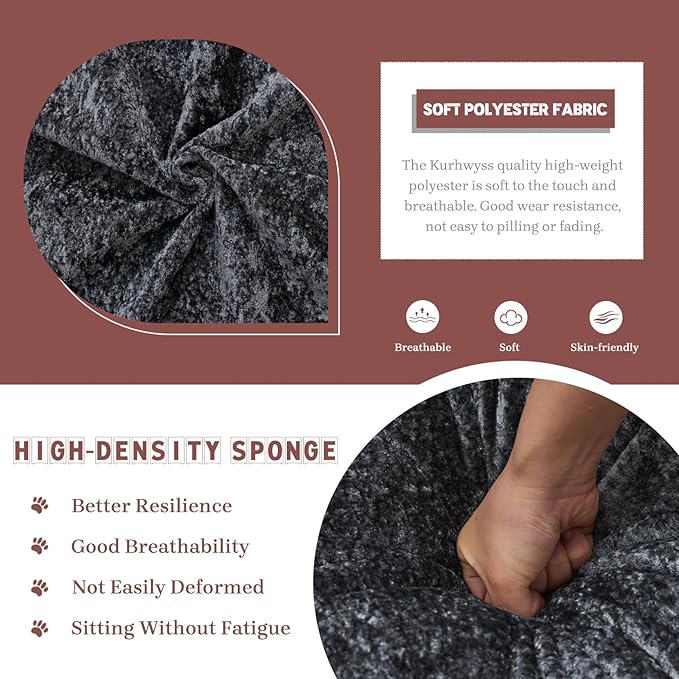 Extra Large Human Dog Bed for Adult & Pets, Convertible Floor Sofa Bed with 5 Adjustable Position, Lazy Couch Giant Bean Bag Lounge Chair Comfy Tatami with 3 Pillow for Bedroom Living Room (Dark Grey)