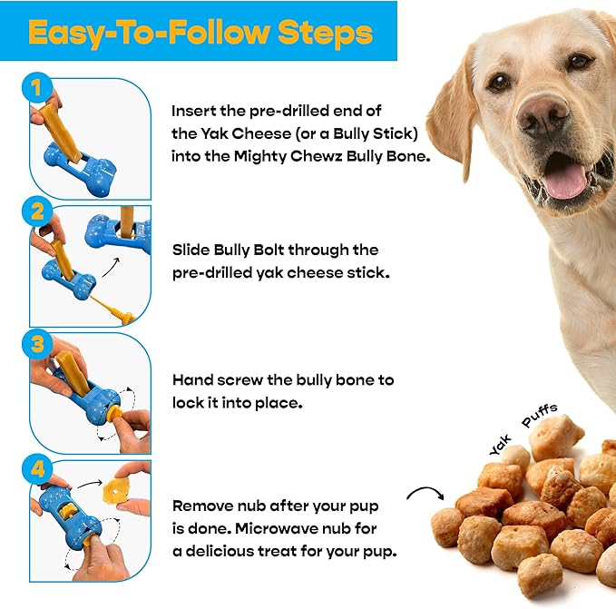 Yak Chew Holder Pack, Small (4 Pieces) - Includes Yak Cheese Holder for Safe, Secure and Smarter Chewing. Also a Bully Stick Holder Too!