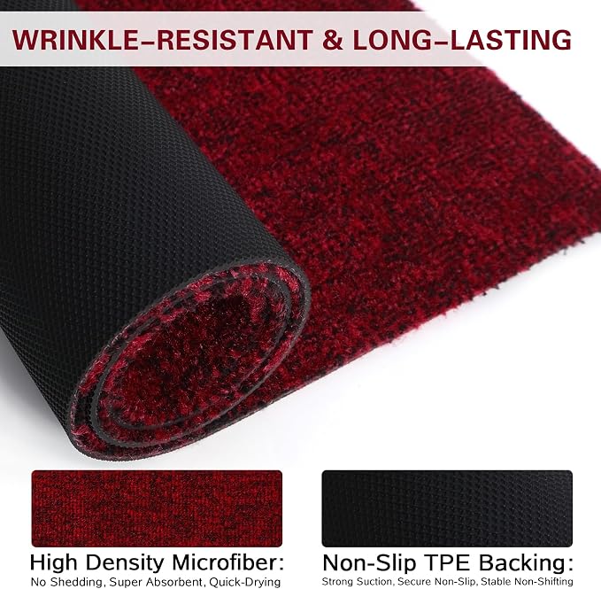 Indoor Ultra Thin Doormat, Low Profile Inside Doormats, Non Slip Rubber Backing