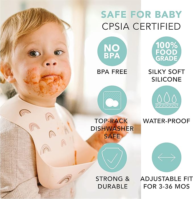 Loulou Lollipop Soft, Waterproof Silicone Feeding Bib for Babies and Toddlers