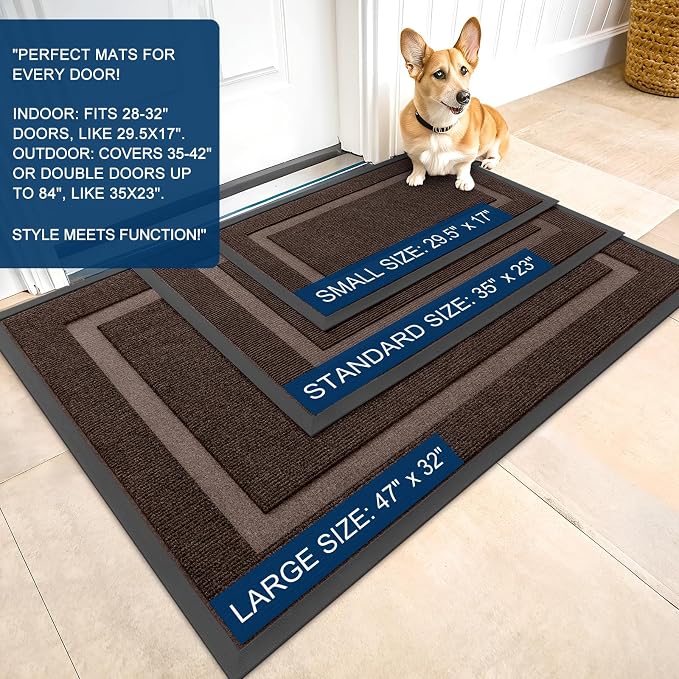 OLANLY Front Door Mat Indoor Outdoor Entrance, Waterproof All-Season,