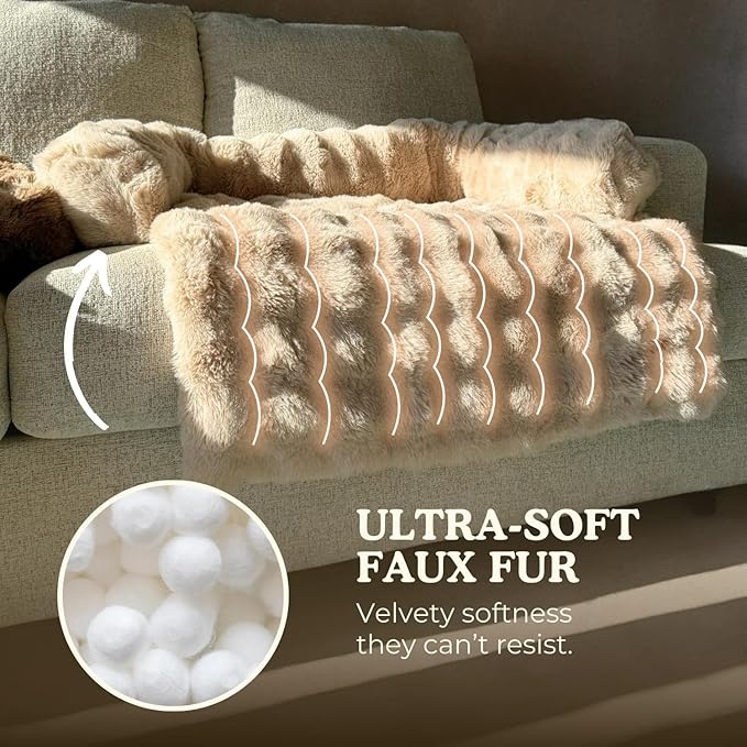 Cloud Pet Sofa Bed, Ultimate Comfort Warm Couch Cover with Fluffy Plush, Anti-Slip Machine Washable Pet Bed Easy to Maintain for Furniture Protector (Beige(29.5 * 29.5in))