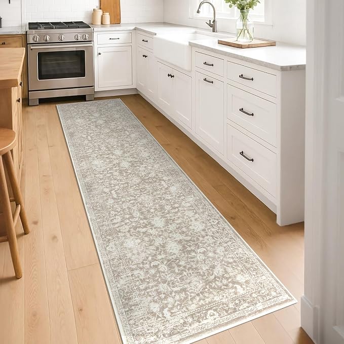 KILOCOCO Hallway Runner 2x8 Rug Runner Printed Vintage Floral Washable Kitchen