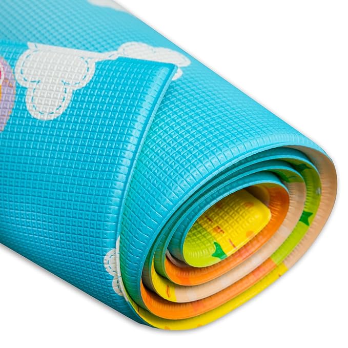 Baby Care Play Mat (Large, Playful - Pinko & Friend) 82'' x 55'' Original One-Piece Reversible Rollable Waterproof Play Mat for Infants, Babies, Toddler, and Kids