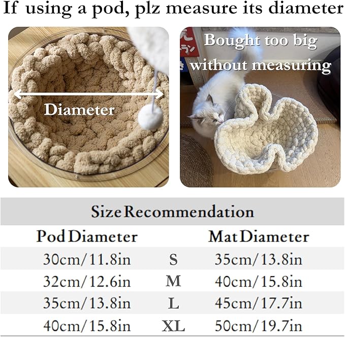 Cat Knitted Bed Mat, Extra-Soft Washable Warm Round Pads Cushions for Indoor Kittens, Cat Trees Towers, Perfect for Kneading and Sleeping (Ceremel, Medium)