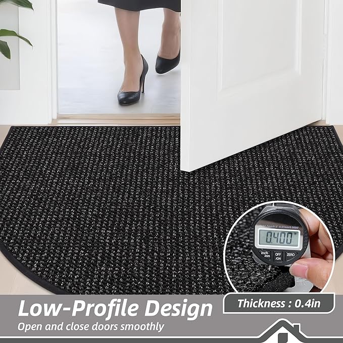 BEQHAUSE Dirt Trapper Door Mat 17" x 30" Half Circle Non Slip Washable Doormats