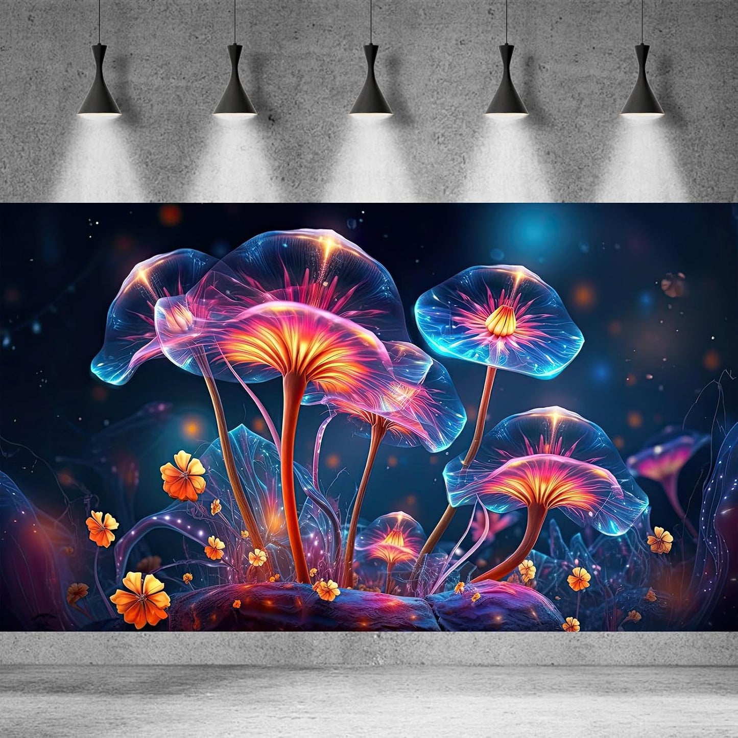 Flower Aquarium Background Modern Style Bluebell Blooming Flower Floral Design Terrarium Background Mysterious Elegant Glowing Fantasy Flower Fish Tank Backdrop Poster Decorations Vinyl 36x24in
