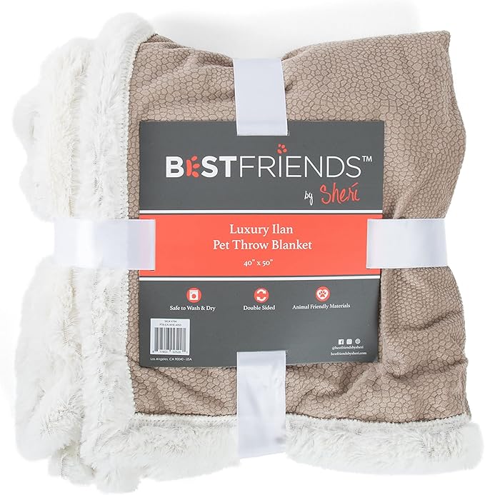 Best Friends by Sheri Premium Self-Warming Ilan Microfiber Faux Fur Pet Throw Blanket 40x50 in Wheat