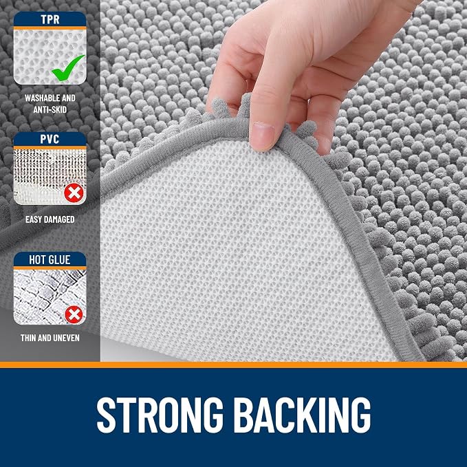 OLANLY Toilet Rugs U-Shaped 20x20, Extra Soft Absorbent Chenille Contour