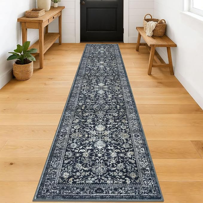 KILOCOCO Hallway Runner 2x12 Rug Runner Printed Vintage Floral Washable