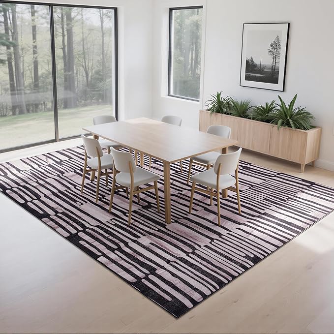 Washable Rugs 8x10 Area Rugs for Living Room- Modern Abstract Rugs for Bedroom