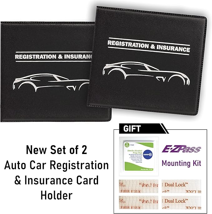 CANOPUS Car Registration and Insurance Holder, Car Document Holder, Vehicle Registration and Insurance Card Holder, Wallet for Auto, Trailer, Motorcycle, Truck, Vehicle Paperwork Organizer (2 Pack)