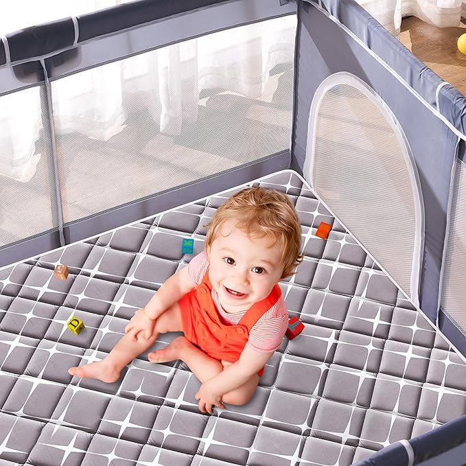 Baby Play Mat - 79" X 71",Premium Thicker Foam One-Piece Crawling Mat, Machine Washable, Extra Large Anti-Slip Activity Playmat for Babies, Toddlers & Infants