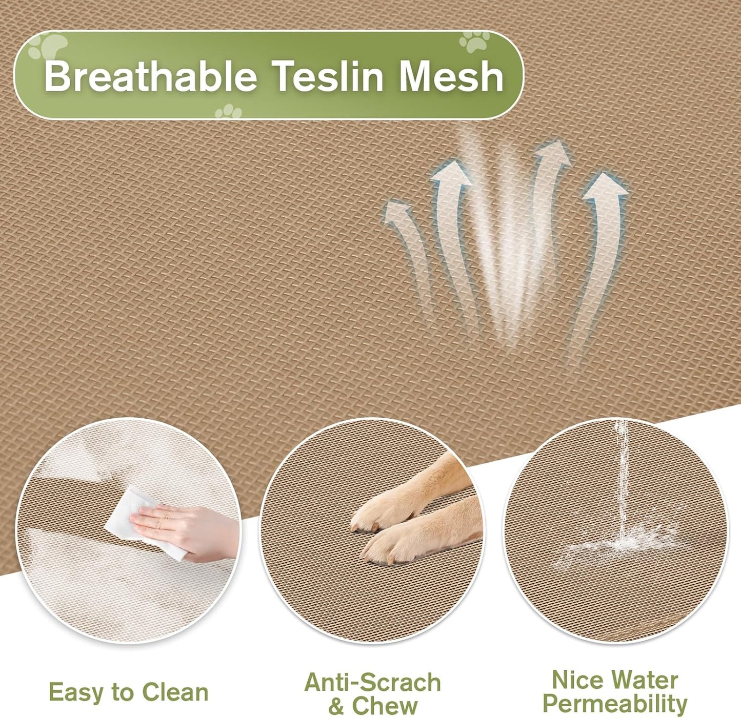 Elevated Dog Bed 42 Inch - Breathable Raised Pet Bed for Large Dogs, Waterproof Dog Cot Bed Easy to Assemble, Durable Portable Pet Cot with Non-Slip Feet, Brown