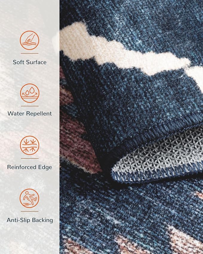 BESTSWEETIE Area Rug 4x6 Rug Machine Washable Non-Slip Low Pile Print Pattern