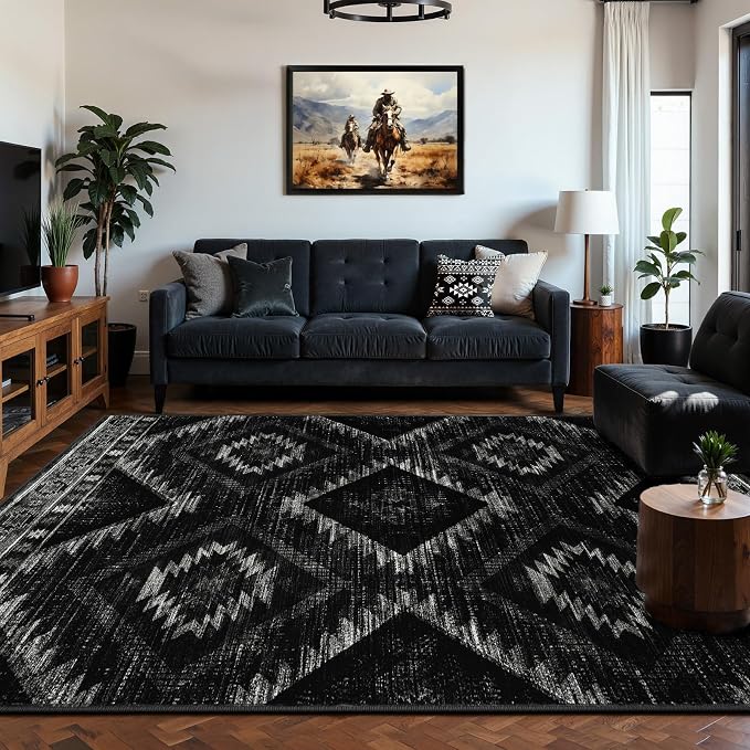 BESTSWEETIE Area Rug 5x7 Rug Machine Washable Non-Slip Low Pile Print Pattern