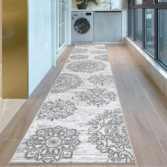 HEBE Hallway Runner Rug 2'8''x14' Washable Vintage Distressed Area Rugs Non