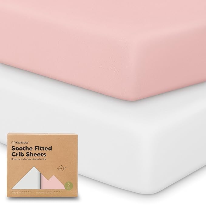 KeaBabies 2-Pack Organic Crib Sheets for Boys, Girls - 52x28 Fitted Crib Mattress Sheet Neutral, Breathable Jersey Cotton Cover for Baby Bed, Toddler Mattress, Soft & Cute Prints (Rose)