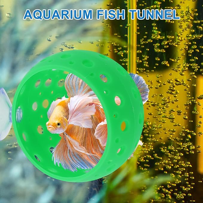 Betta Hideout Tunnel, Interactive Aquarium Decor, Aquarium Tunnel for Betta, Exciting Hiding Spot, Green