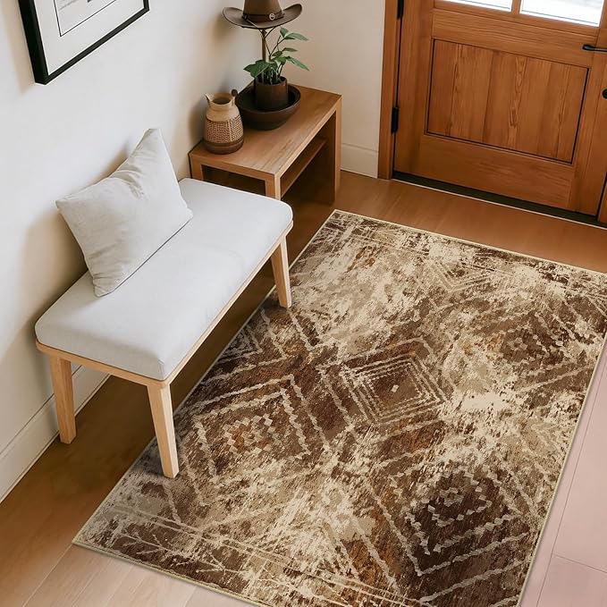BESTSWEETIE Area Rug 3x5 Rug Machine Washable Non-Slip Low Pile Print Pattern