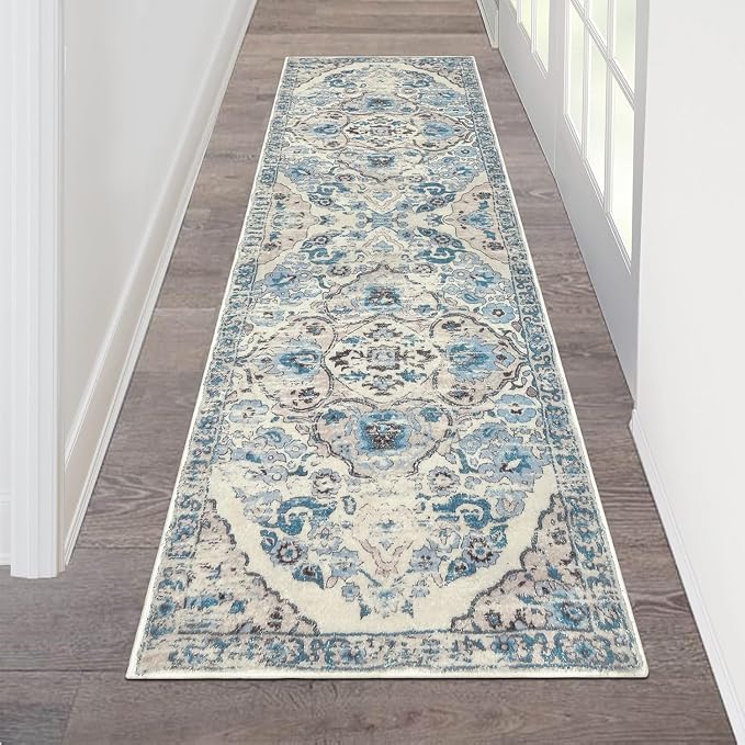 HEBE Hallway Runner Rug 2'x6' Washable Vintage Distressed Area Rugs Non Slip