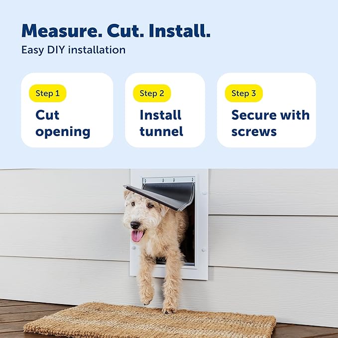 PetSafe Wall Entry Pet Door - Rust-Free Telescoping Frame - Easy Install for Interior & Exterior Walls 4 3/4" - 7" Thick - Small - for Pets Up to 15 Lb