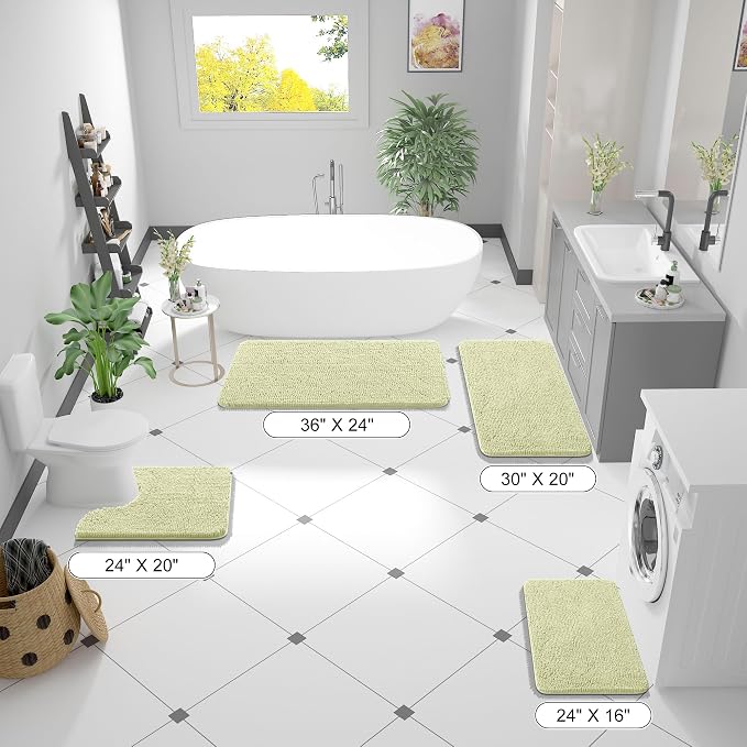 OLANLY Bathroom Runner Rugs 44x24, Soft Absorbent Chenille Bath Rugs, Rubber