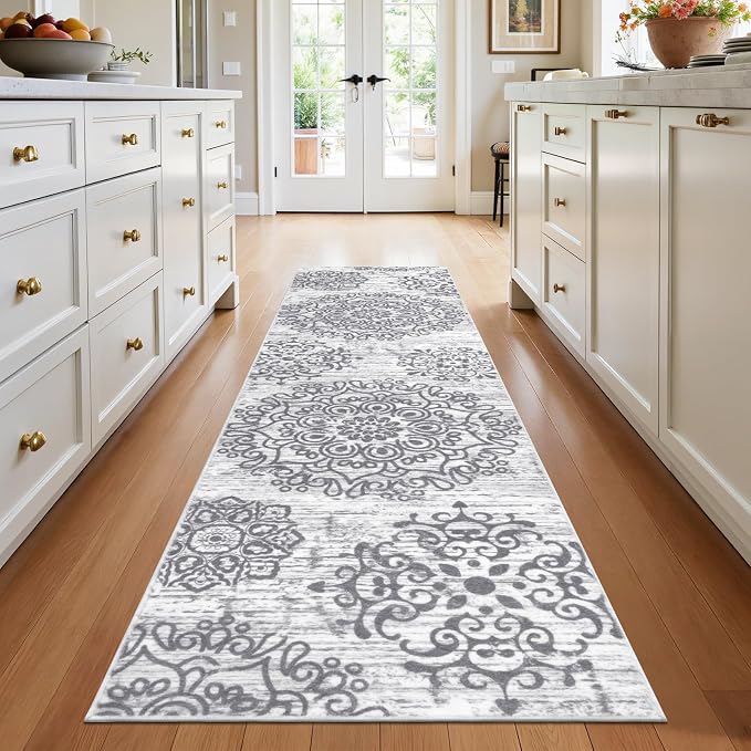 HEBE Hallway Runner Rug 3'x12' Washable Vintage Distressed Area Rugs Non Slip