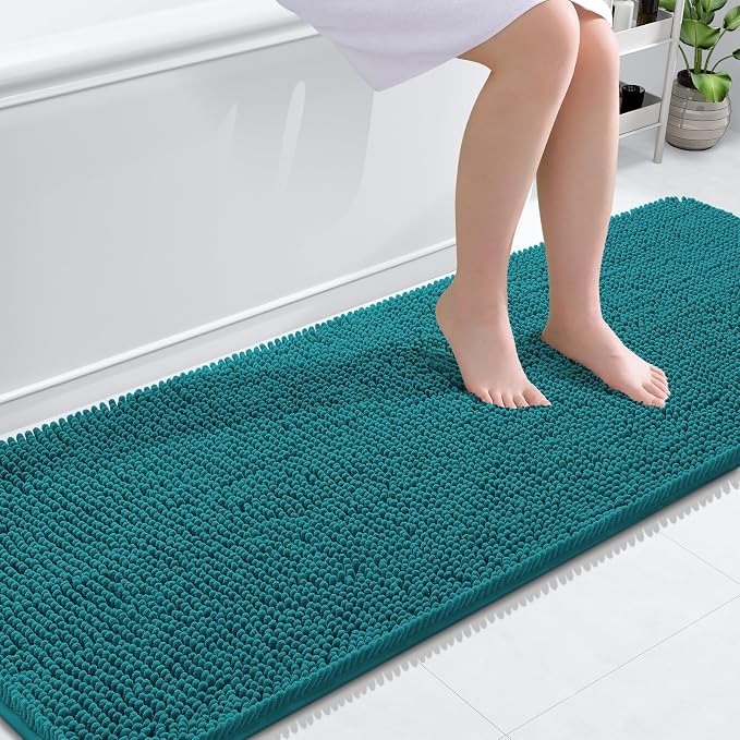 OLANLY Bathroom Runner Rugs 70x24, Soft Absorbent Chenille Bath Rugs, Rubber