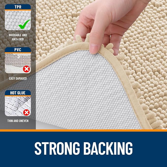 OLANLY Bathroom Runner Rugs 47x17, Extra Soft Absorbent Chenille Bath Rugs