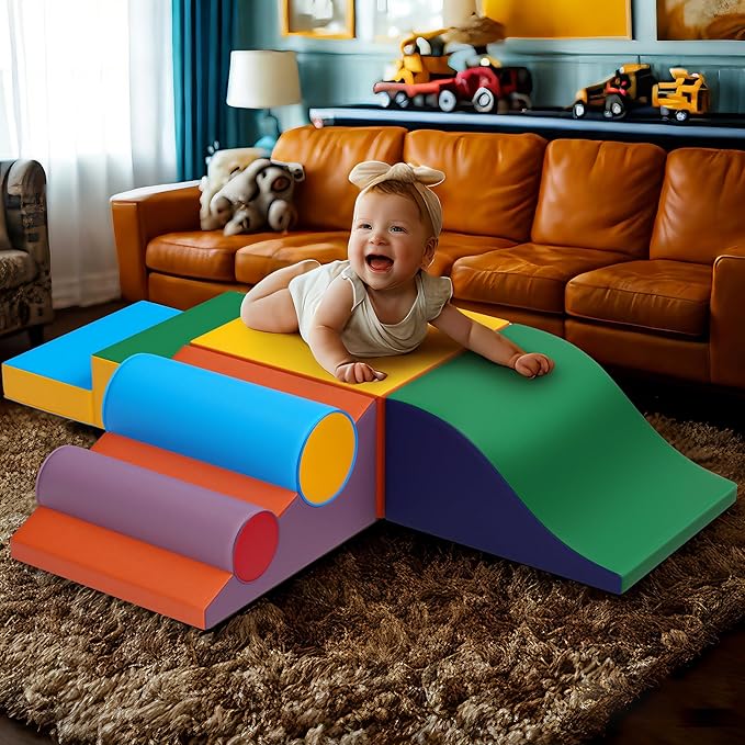 Toddler Foam Climbing Set Indoor - Kids Climb & Crawl Soft Activity Playset - Toddler Climber Gymnastics Equipment for Walking in Balance