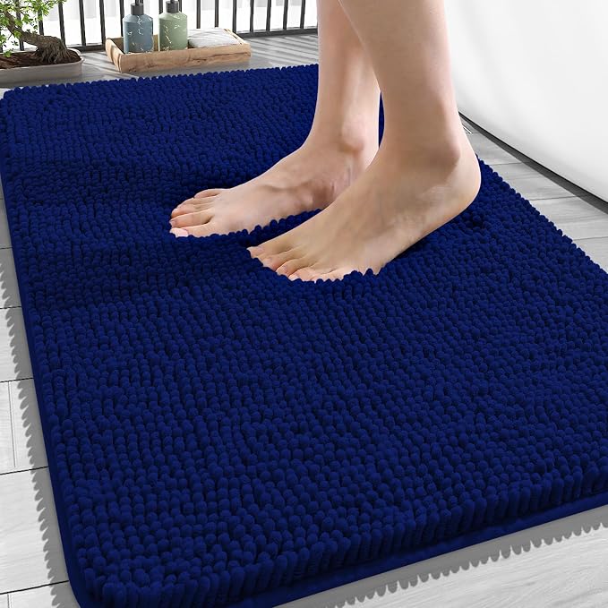OLANLY Bathroom Rugs 34x21, Extra Soft Absorbent Chenille Bath Rugs, Rubber