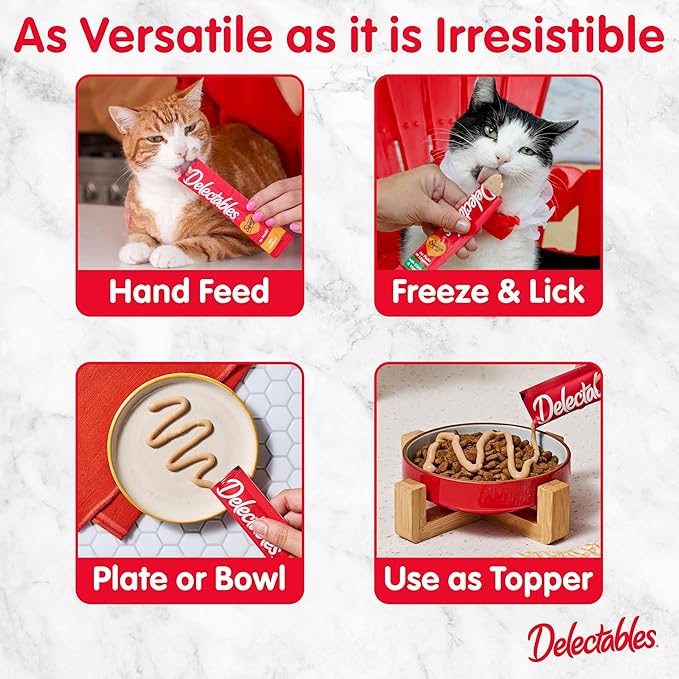Delectables Squeeze Up Kitten Creamy Squeezable Puree, Lickable Wet Cat Treats, Grain Free, No Added Fillers, No By-Products, No Added Preservatives, 0.5 Ounces Tube Tuna & Salmon, 32 Tubes Total