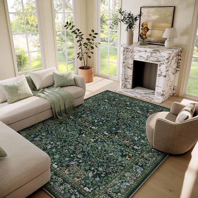 Washable Area Rugs for Living Room: 6x9 Rugs for Bedroom Stain Resistant Non