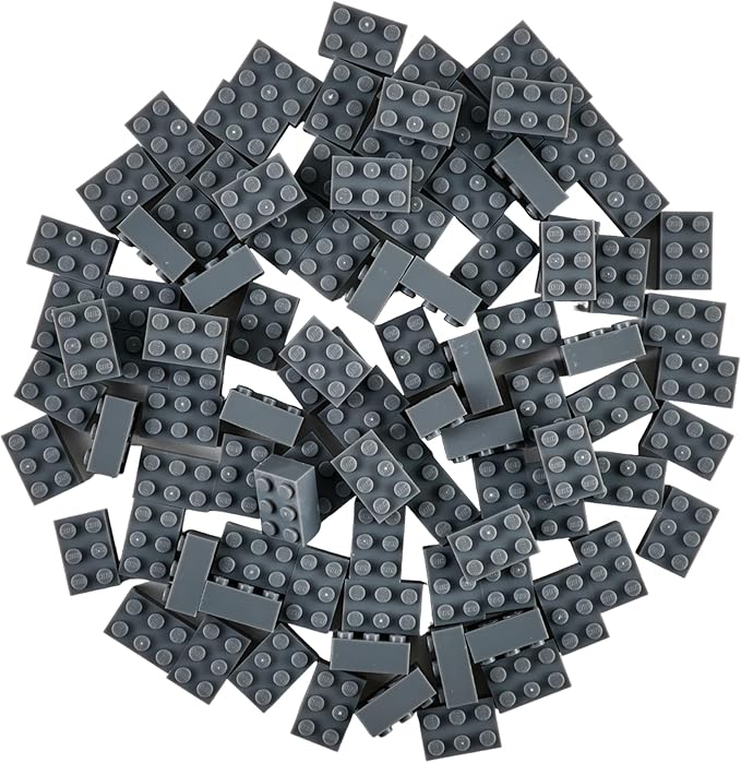 Strictly Briks Classic Bricks Starter Kit, Gray, 96 Pieces, 2x3 Studs, Building Creative Play Set for Ages 3 and Up, 100% Compatible with All Major Brick Brands